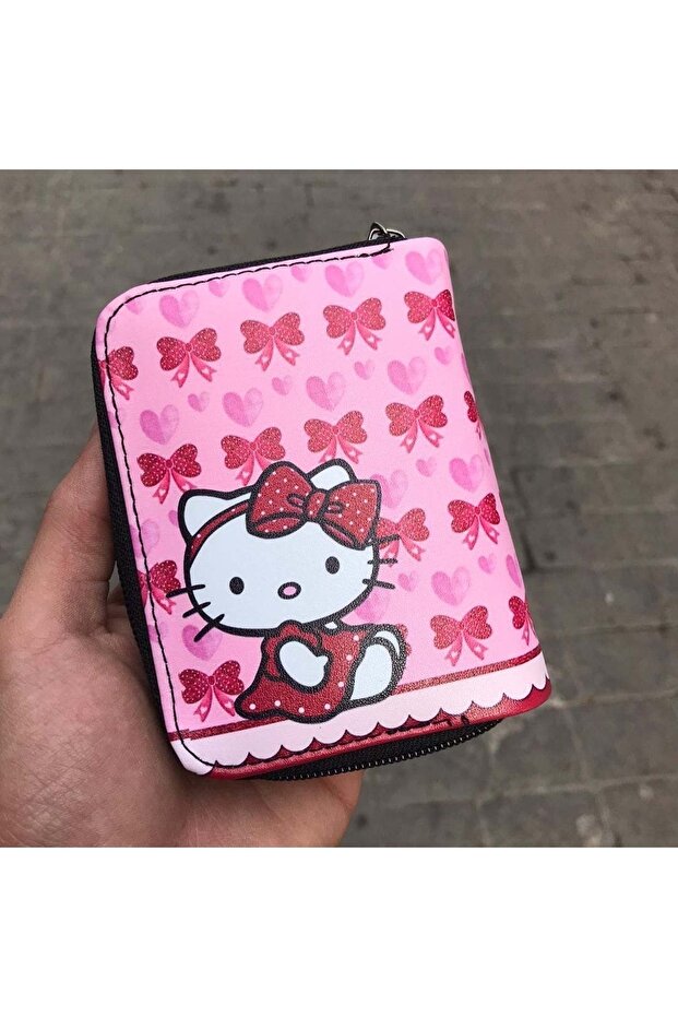 Hello Kitty Kurdele Baskı Kısa Cüzdan - 1