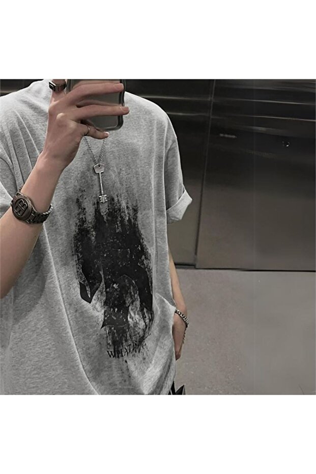 Grey Black Unisex Basic Tshirt - 1