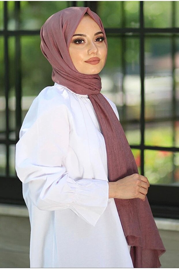 Bambu Kraş Şal Modeli-gül Kurusu - 2