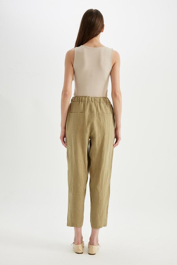 Jogger Keten Kumaş Pantolon Cepli Yüksek Bel Kısa Paça C7683ax24sm - 5