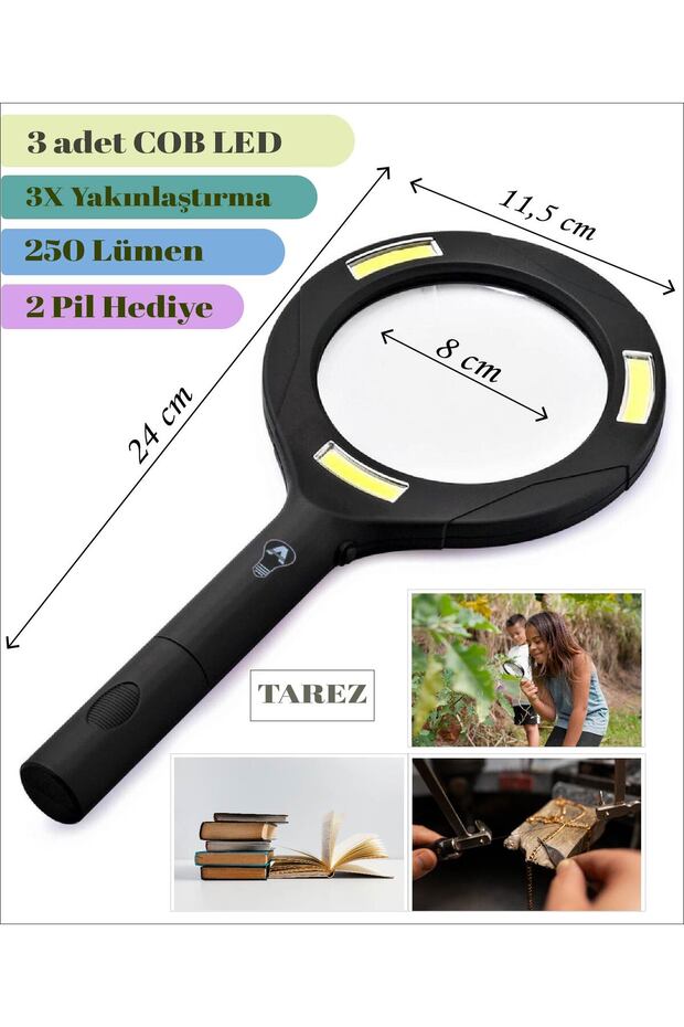 Professional Led Magnifying Glass with Light, Loupe Magnifier Eyepiece, 250 Lumens 3X Zoom