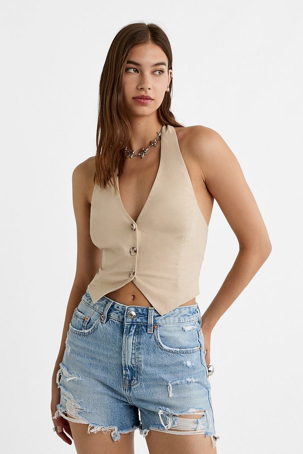 Distressed Denim Şort - 1