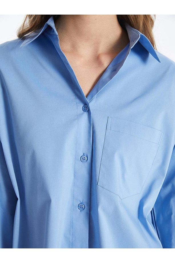 LCW Vision Düz Uzun Kollu Oversize Kadın Gömlek - 5