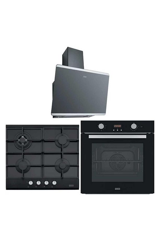 Siyah Ankastre Set (FPJ 615 V BK/SS - FHNG 604 BK - FSL 86 H BK) - 1
