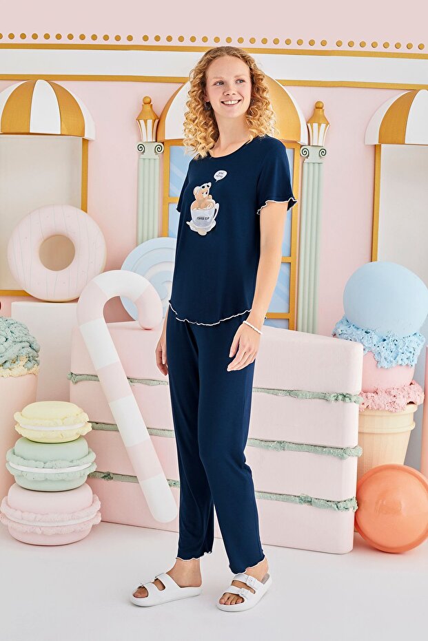 15855  BASKILI PİJAMA TAKIM - 1