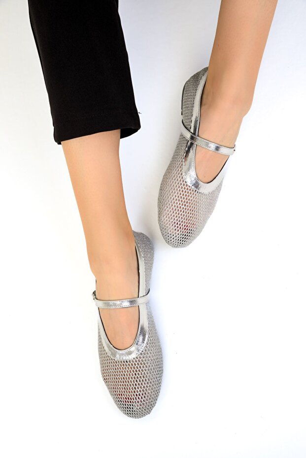 19288 Model Silver γυναικείες μπαλαρίνες - 5
