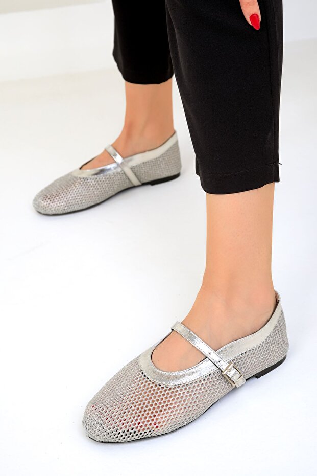 19288 Model Silver γυναικείες μπαλαρίνες - 3