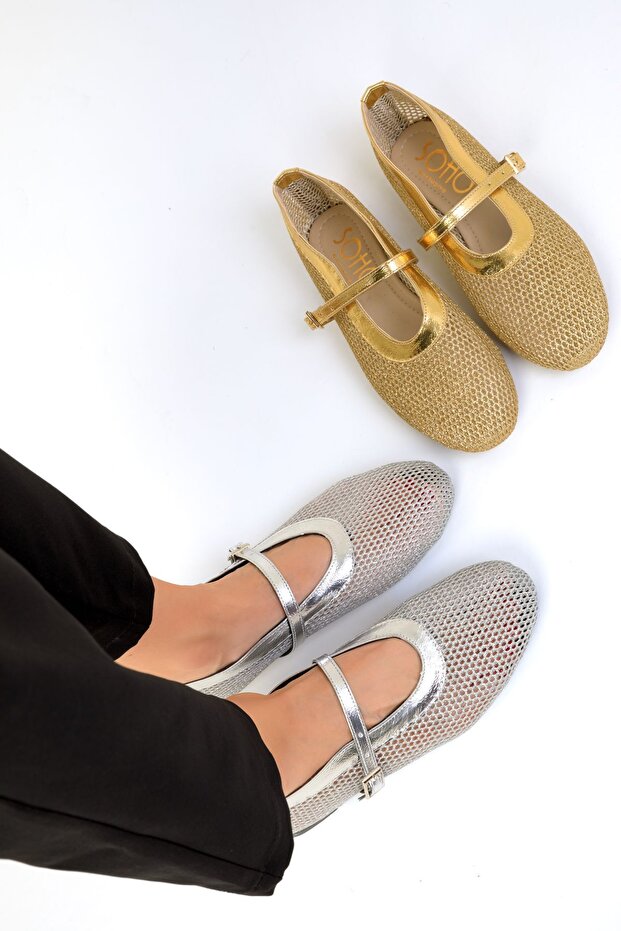 19288 Model Silver γυναικείες μπαλαρίνες - 1