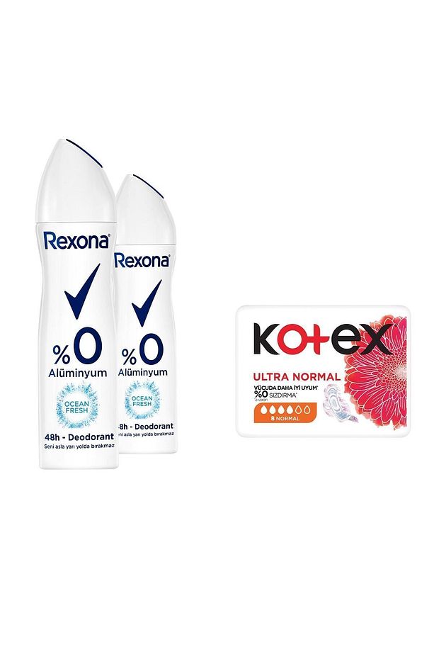 Kadın Sprey Deodorant Ocean Fresh %0 Alüminyum 150 ml X2 Adet Kotex Ultra Normal Ped 8'li - 2
