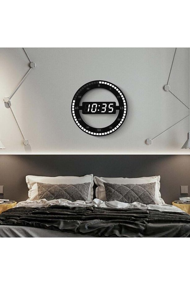 3d Led Dijital Elektronik Modern Duvar Ve Masa Saati Tarih Derece - 5