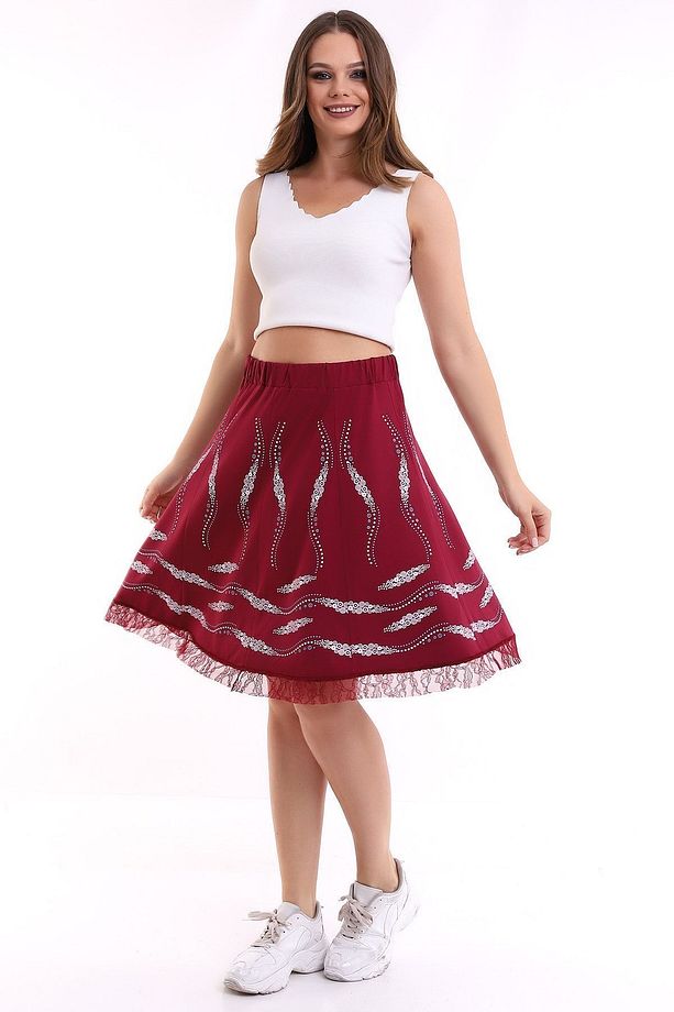 Yazlık Baskılı Dantelli Etek Modeli - 2