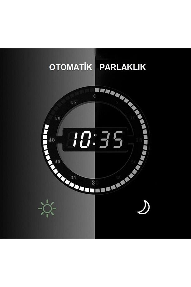 3d Led Dijital Elektronik Modern Duvar Ve Masa Saati Tarih Derece - 2
