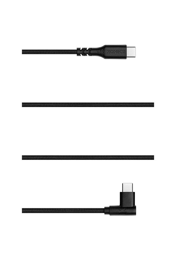 TypeC to TypeC iPhone ve Samsung Uyumlu Hızlı Şarj ve Data Kablosu 100cm L Tipi Hasır (Siyah) - 2