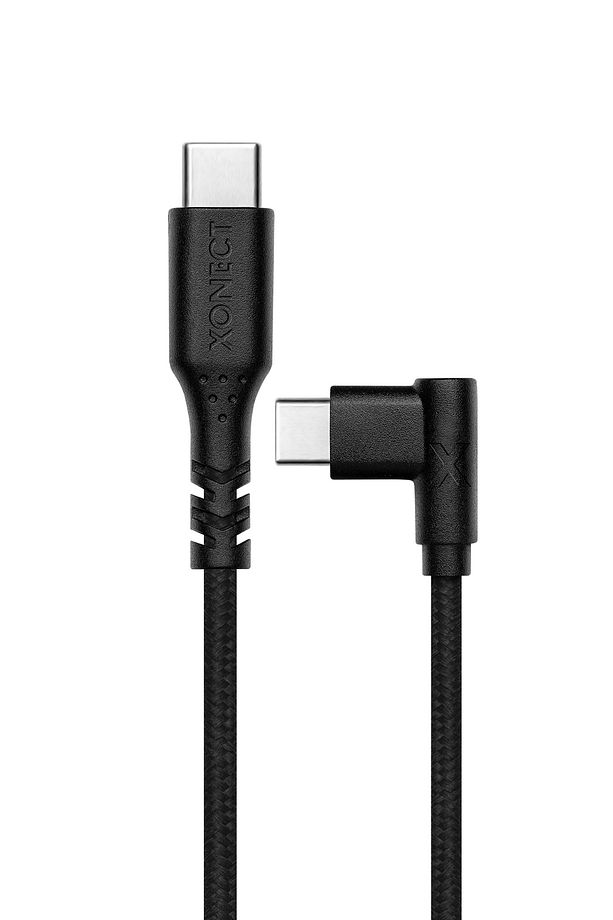 TypeC to TypeC iPhone ve Samsung Uyumlu Hızlı Şarj ve Data Kablosu 100cm L Tipi Hasır (Siyah) - 1