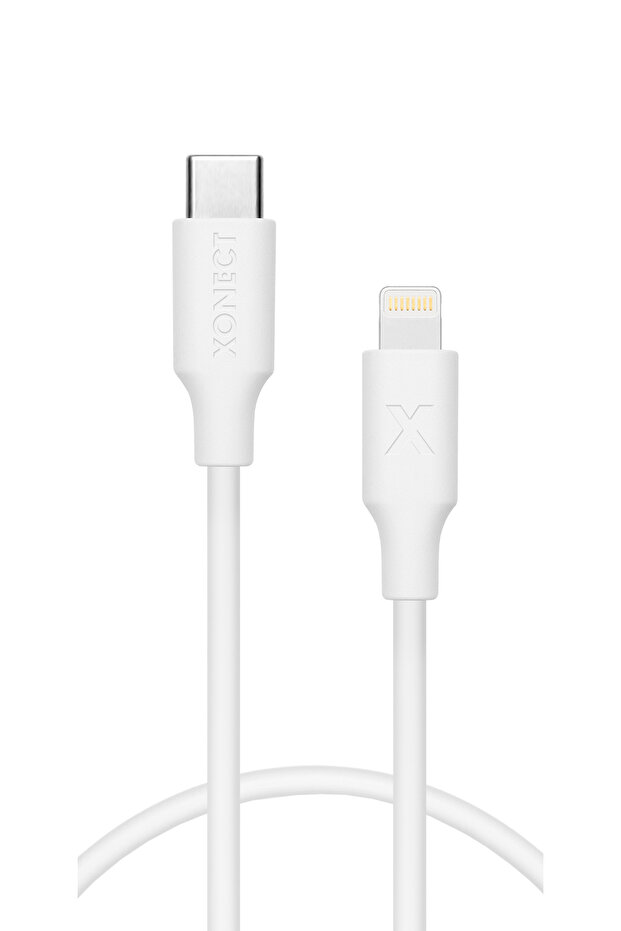 Type-C to Lightning iPhone Modelleri için Hızlı Şarj ve Data Kablosu 40 cm (Beyaz) - 5
