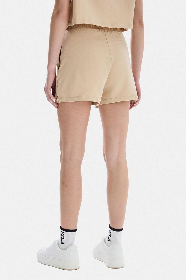Kahve Oversize Nakışlı Oversize  Kadın Örme Şort - 4
