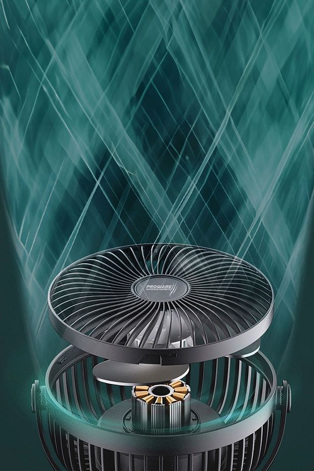 Aydınlatmalı Taşınabilir Fan – 360° Ayarlı, Kamp ve Seyahat İçin İdeal - 5
