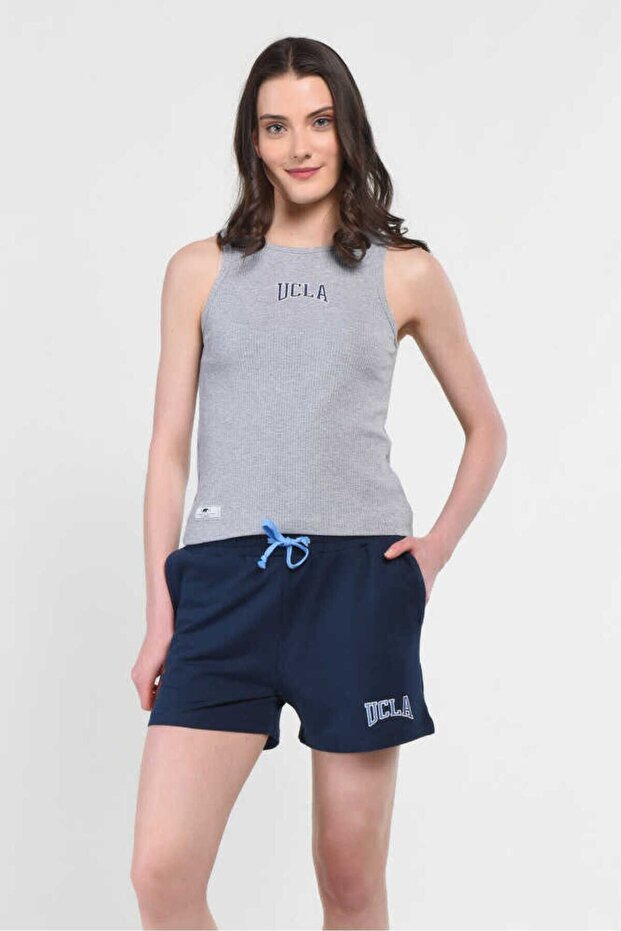 Rosa Lacivert Nakışlı Kadın Örme Şort - 3