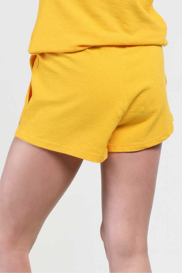 Mıranda Sarı Örme Şort Nakışlı Kadın Örme Şort - 5