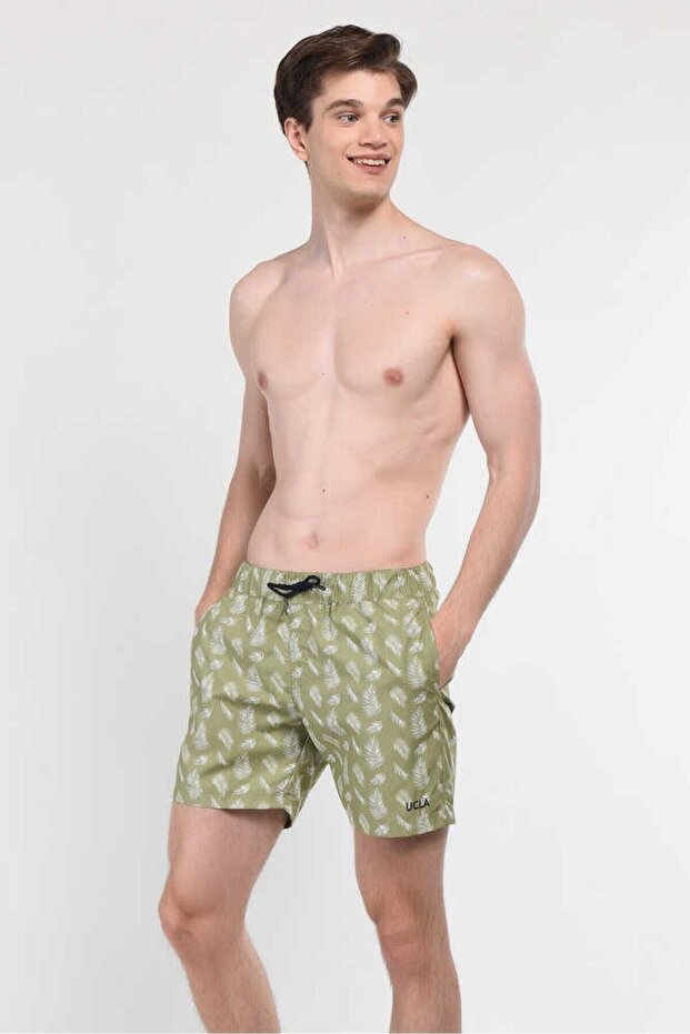 Adeon Yeşil Deniz Şort Nakışlı Erkek Deniz Şort - 1