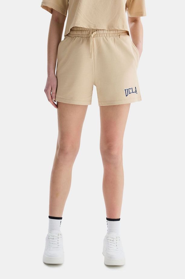Kahve Oversize Nakışlı Oversize  Kadın Örme Şort - 3