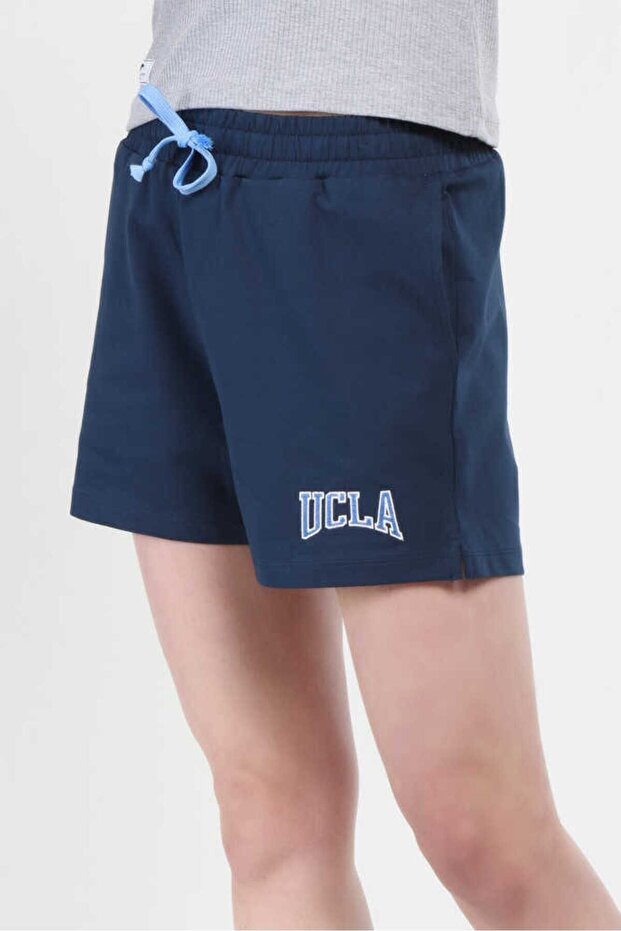 Rosa Lacivert Nakışlı Kadın Örme Şort - 2