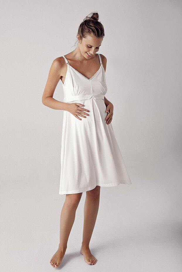 Women's Strappy Stretchy Viscous Fabric Maternity Nightgown 13127