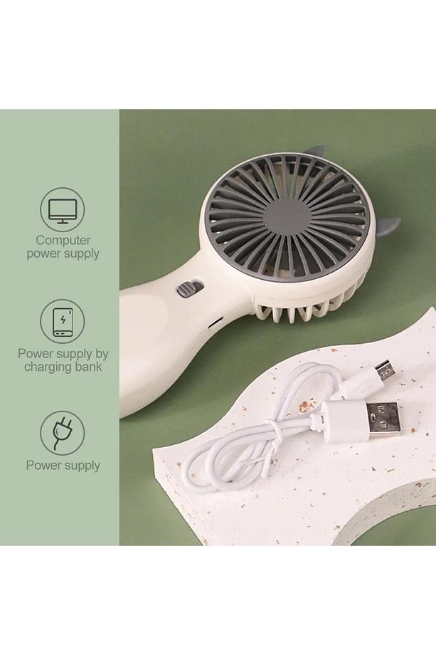 Ayı Kulaklı Taşınabilir Masa Üstü Fan Mini El Fanı USB Şarjlı Ergonomik El Vantilatör - 3
