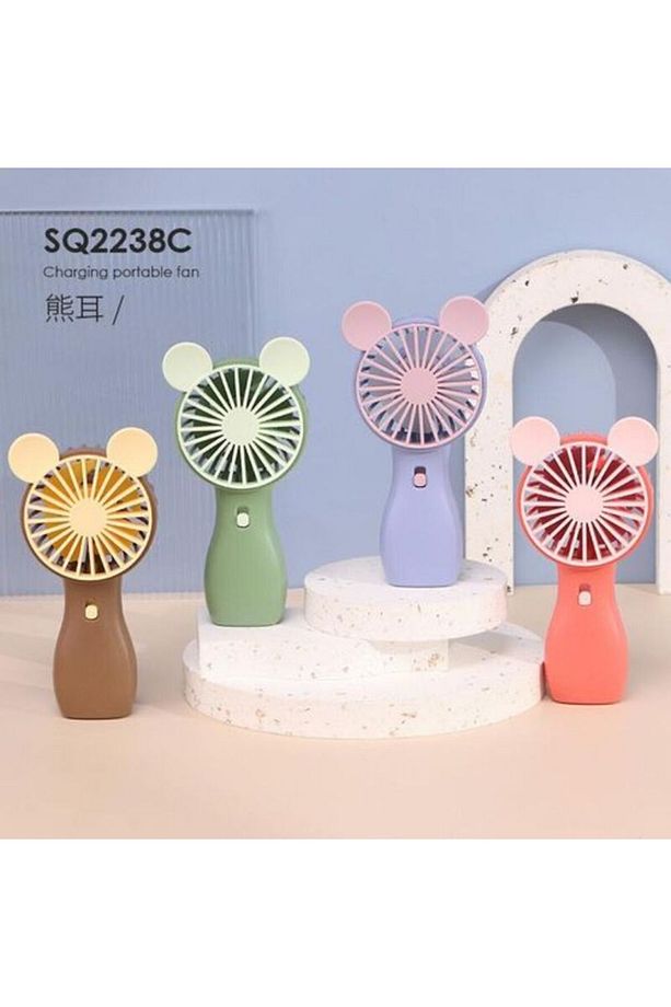 Ayı Kulaklı Taşınabilir Masa Üstü Fan Mini El Fanı USB Şarjlı Ergonomik El Vantilatör - 5