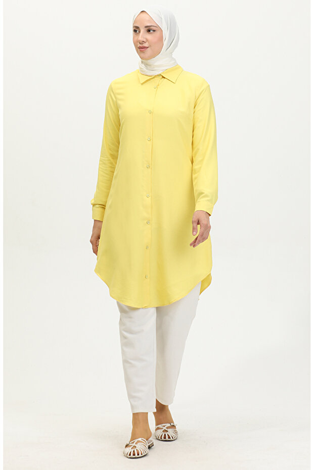 Yellow Viscose Tunic 6110-06 - Buttoned