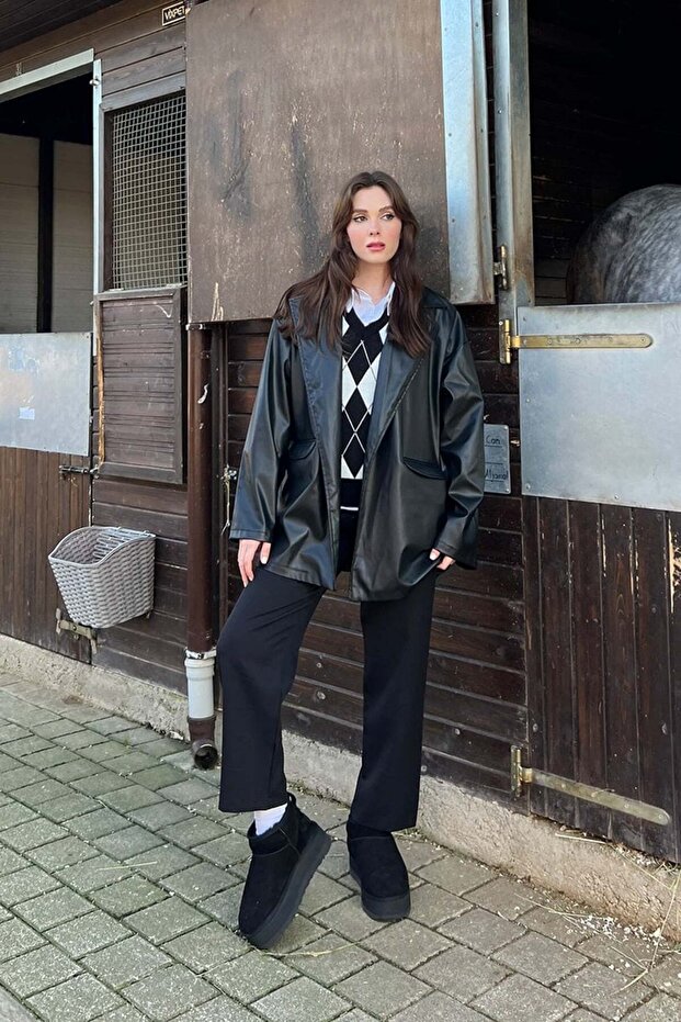 Siyah Deri Ceket - 6