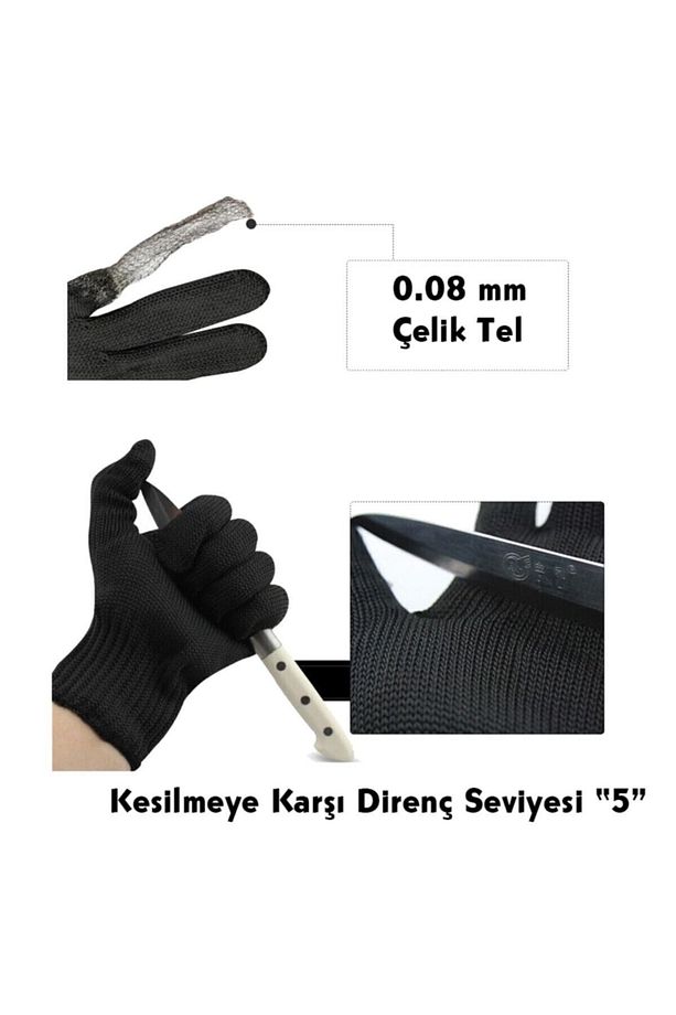 Yüksek Kaliteli Çelik Tel Takviyeli Örme Eldiven Kesilmez Anti-cut Iş Güvenliği Eldiveni Tek El - 4