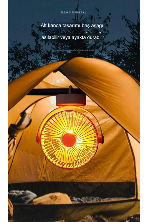 Gece Işığı Moduna Sahip Yeni Duvara Asmalı Çok Fonksiyonlu Fan 360° Şarj Edilebilir USB Fan - 4