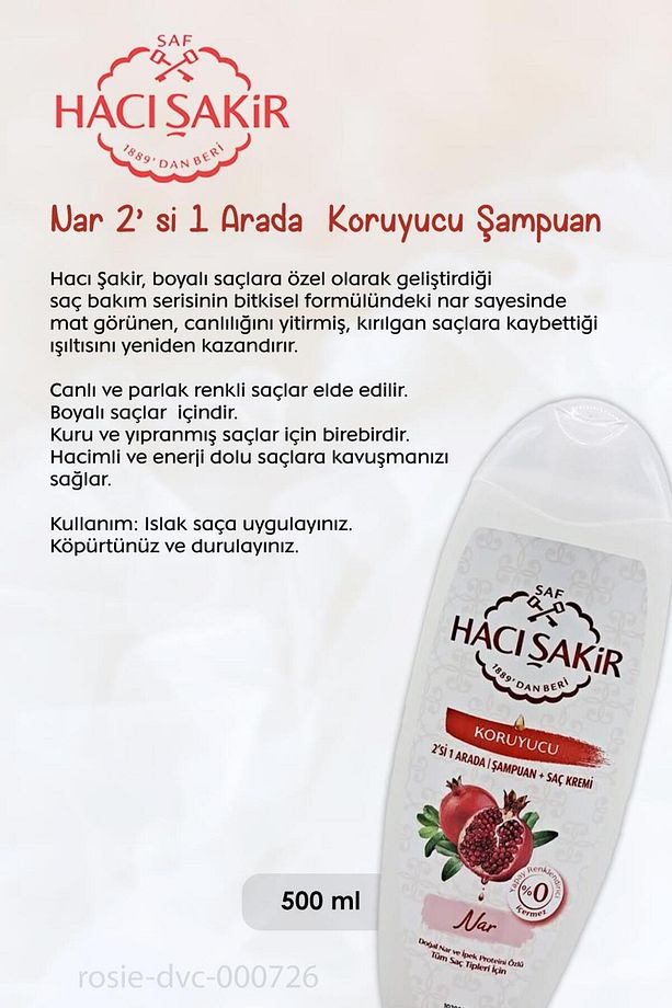 4 AL 3 ÖDE Hacı Şakir Nar 2si 1 Arada Şampuan Koruyucu 500 ml ve ROSIE - 2
