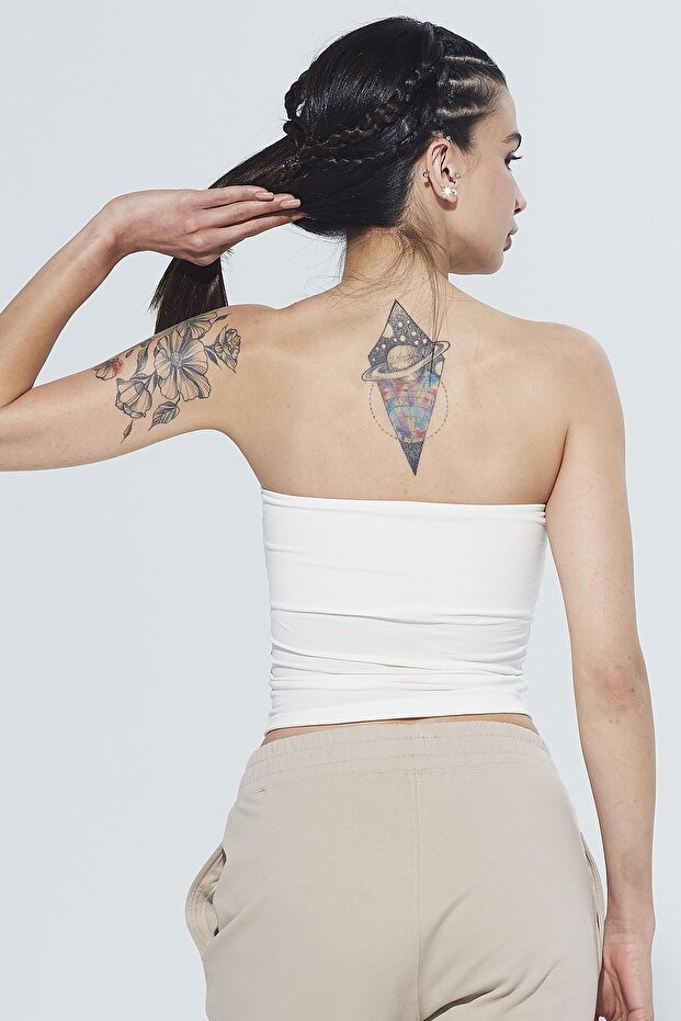 Pixie Krem Straplez Model Organik Pamuk Örme Body - 3