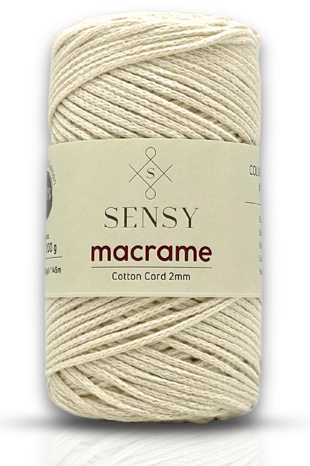 Premium Koton Pamuk Makrome İpi Ekru 2mm Cotton Zincir Makrome Çanta İpi Supla İpi Koton İp - 1