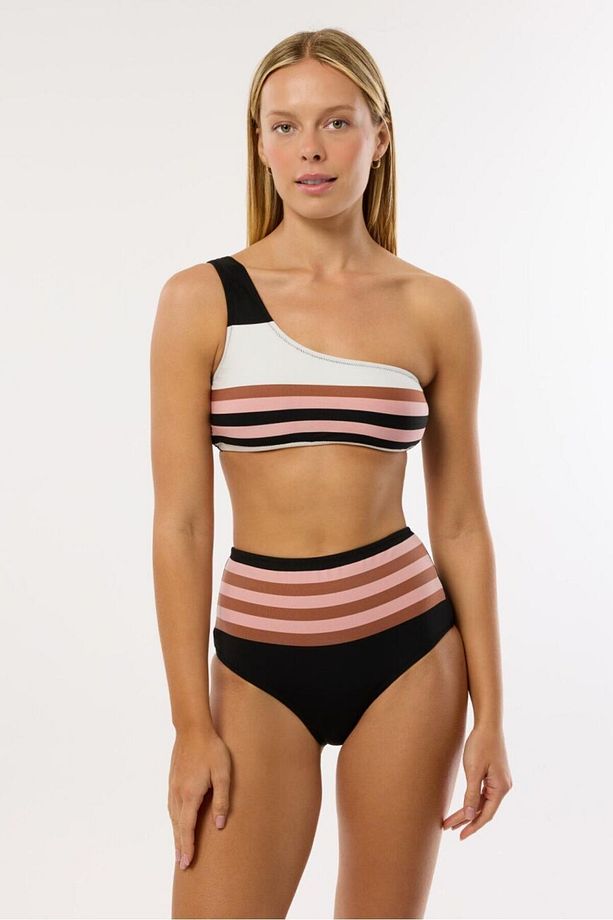 4648 Kahverengi Pembe Yüksek Bel Bikini Takımı - 1
