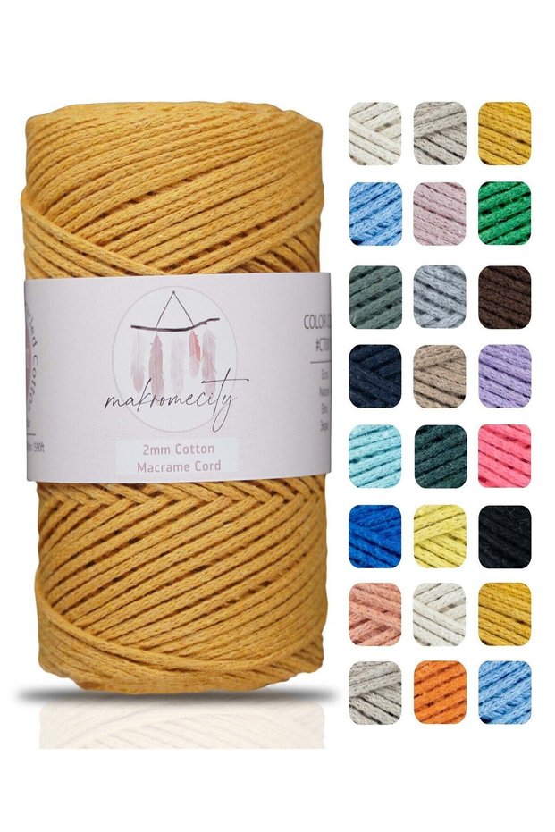 Premium Cotton Cotton Macrame Rope Mustard 200 Gr 150 Meters 2mm Cotton Bag Rope Supla Rope