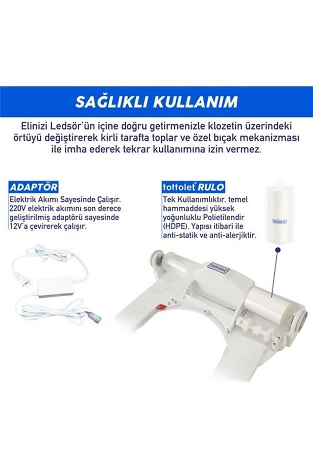 Elektrikli-Ledsörlü® Otomatik Hijyenik Klozet Kapak Sistemi Ve Rulo Paketi 15 Adet Rulo - 5