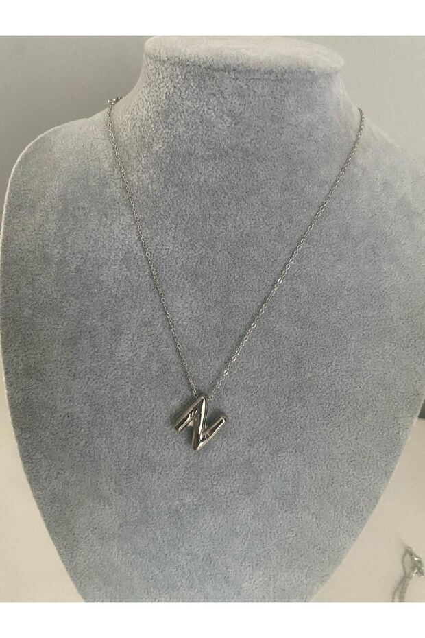N Letter Silver Color Balloon Pendant,High Letter Necklace