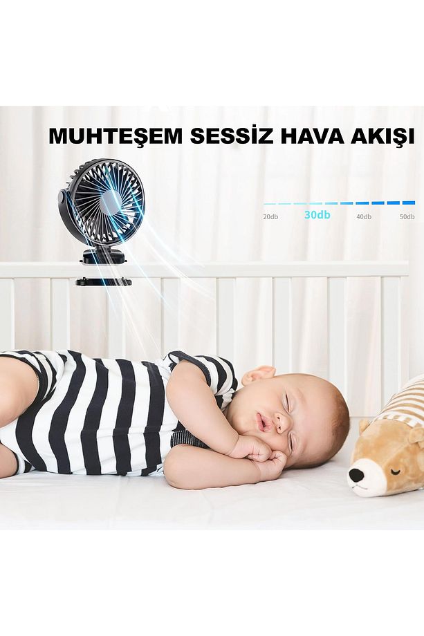 Masaüstü Şarjlı Klipsli 360 Derece Dönen Portatif Fan Vantilatör Şarjlı Klipsli Soğutucu - 3