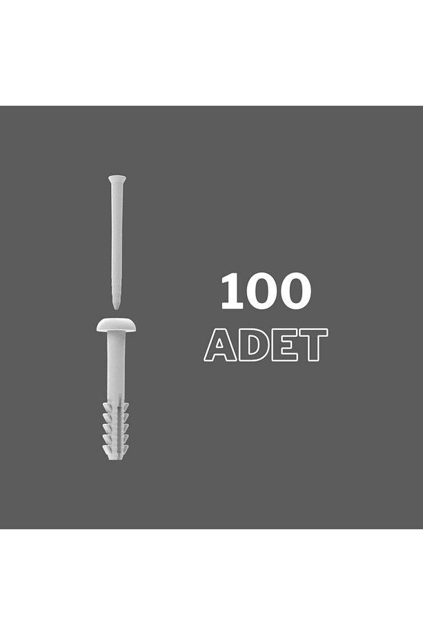 Plastik Çivili Korniş Dübeli Del Çak Dübel 7 Mm - (100 Adet) - 1