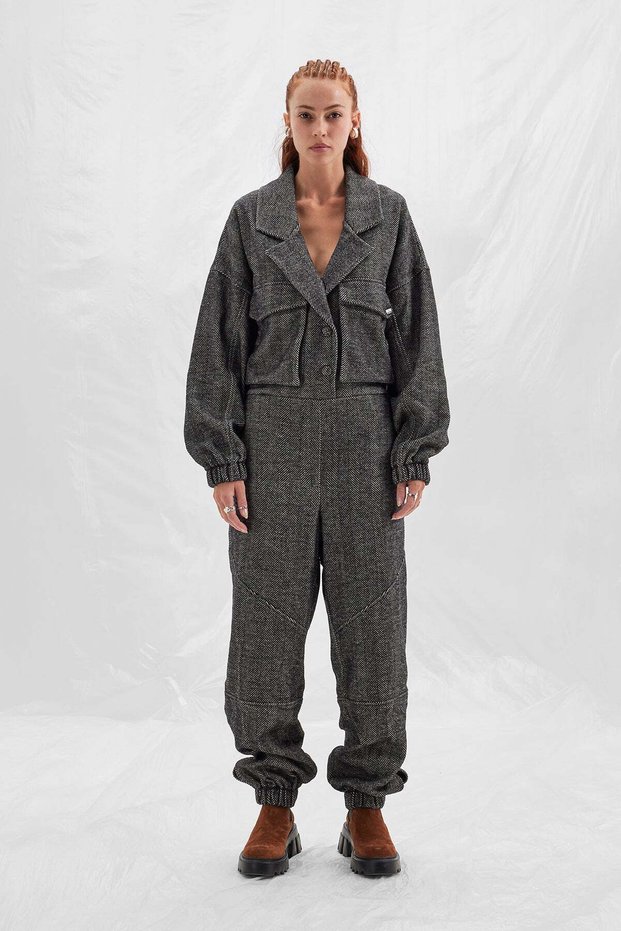 Black Ecru Jumpsuit 14488