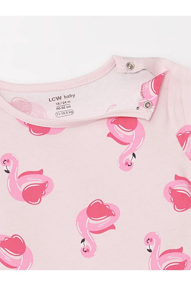 LCW baby Bisiklet Yaka Kız Bebek Tulum 2'li - 6