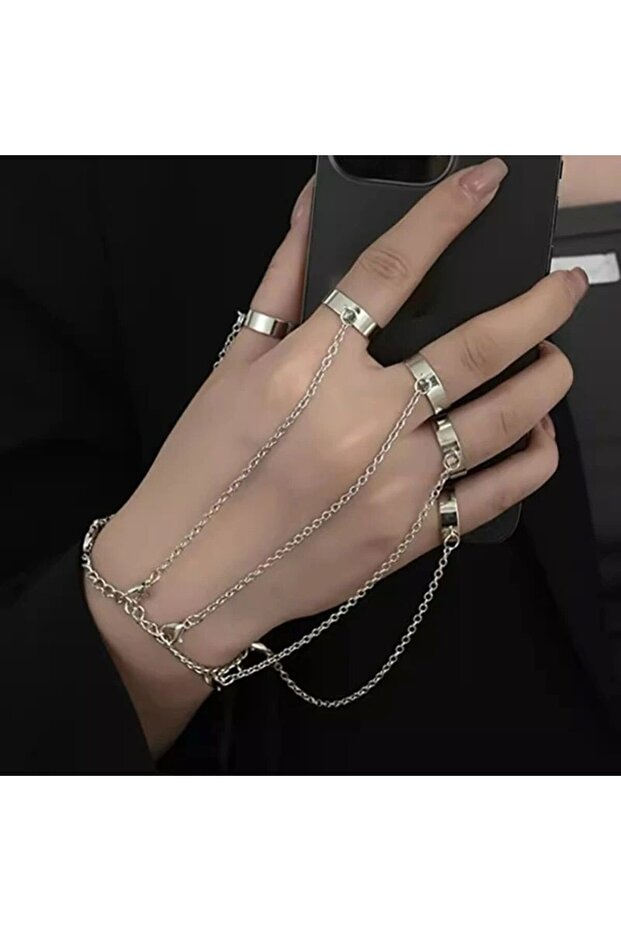 خاتم سوار فضي بخمسة - 1