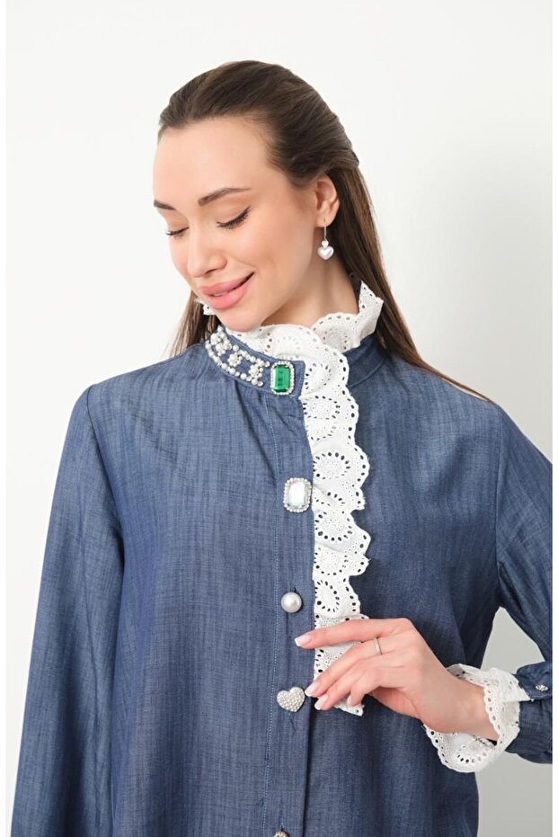 KONTES KOT GÖMLEK MAVİ - 1