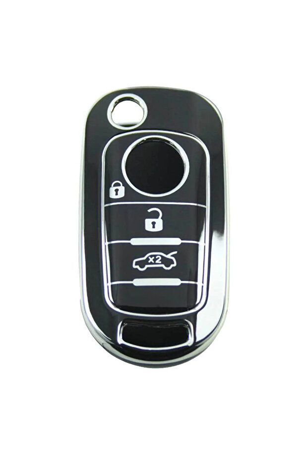 Fiat Egea Switchblade Black-Silver Auto Key Control Container Case Auto Keychain