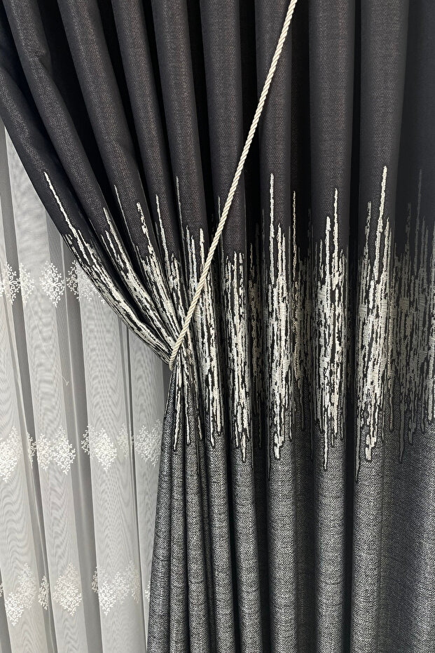 خلفية لوحة منقوشة باليرمو باللون الرمادي الداكن - بدون طيات - 3