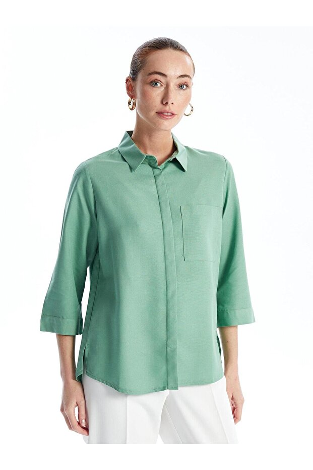LCWAIKIKI Classic Plain Linen Blended Women's Shirt
