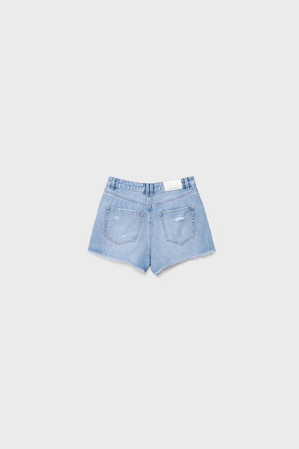 Distressed Denim Şort - 6